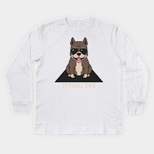 Cute Pitbull Dad Dog Kids Long Sleeve T-Shirt